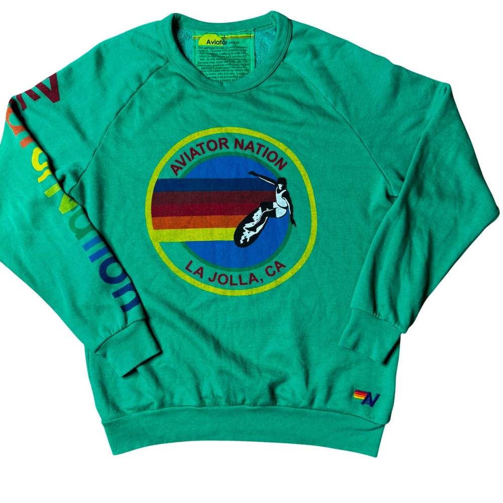 Aviator Nation La Jolla CA Surf Graphic Sweatshirt Womens Large Retro L
